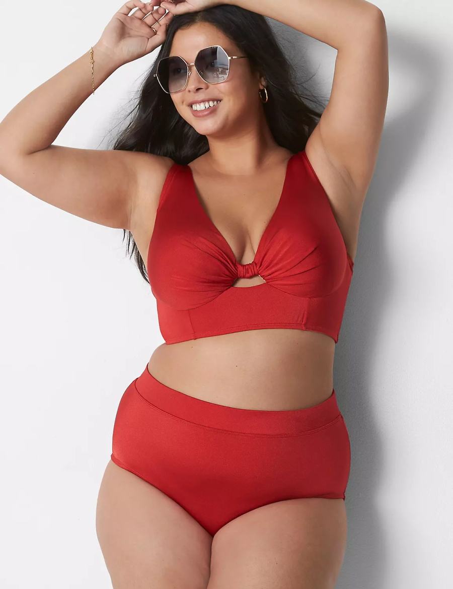 Lane Bryant Shimmer Swim Women Briefs Red | RQM9297TY