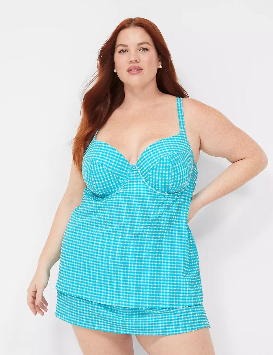 Lane Bryant Side Slit Swim Women Skirts Blue White | SFU1155JM