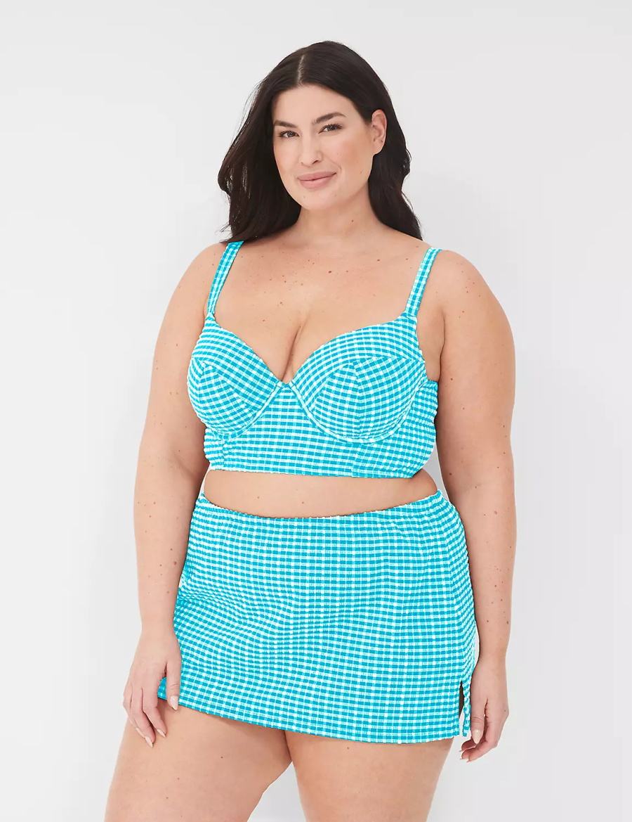 Lane Bryant Side Slit Swim Women Skirts Blue White | SFU1155JM