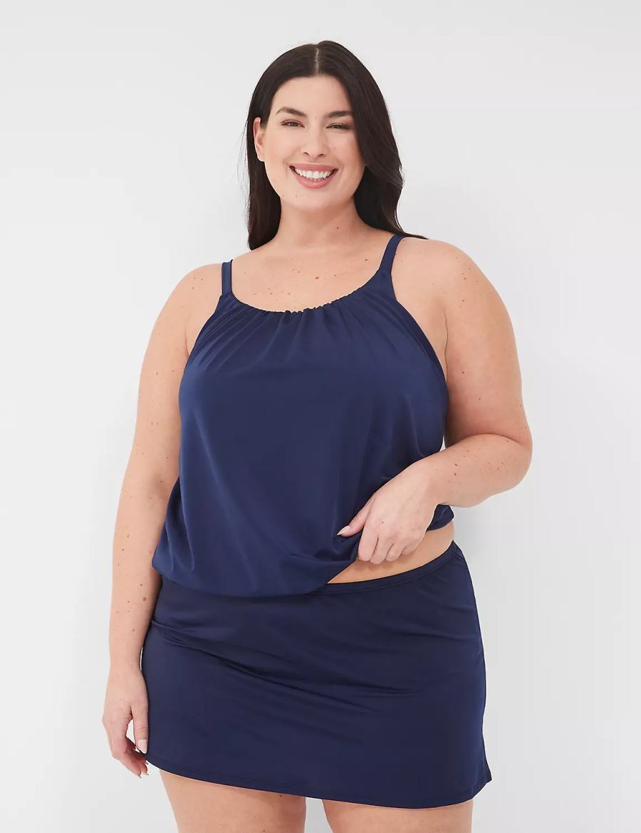 Lane Bryant Side Slit Swim Women Skirts Blue | NAJ515UD