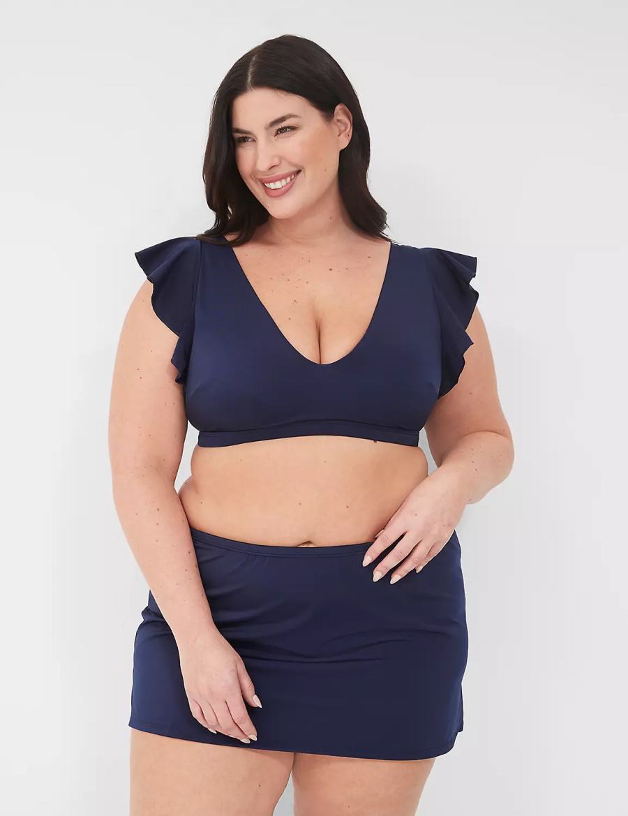 Lane Bryant Side Slit Swim Women Skirts Blue | NAJ515UD