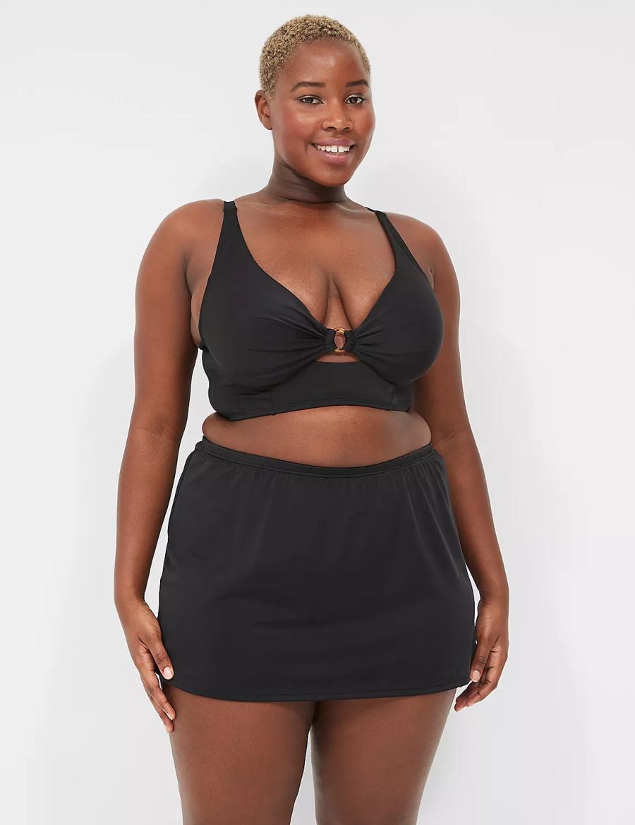 Lane Bryant Side Slit Swim Women Skirts Black | PXS6758HJ