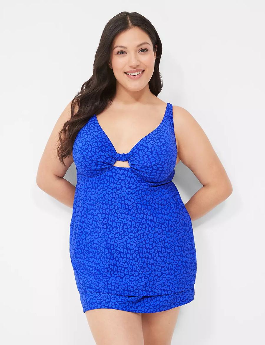 Lane Bryant Side Slit Swim Women Skirts Blue | VBR845IM