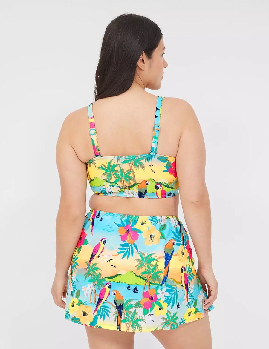 Lane Bryant Side Slit Swim Women Skirts Yellow Multicolor | JOW6812JY