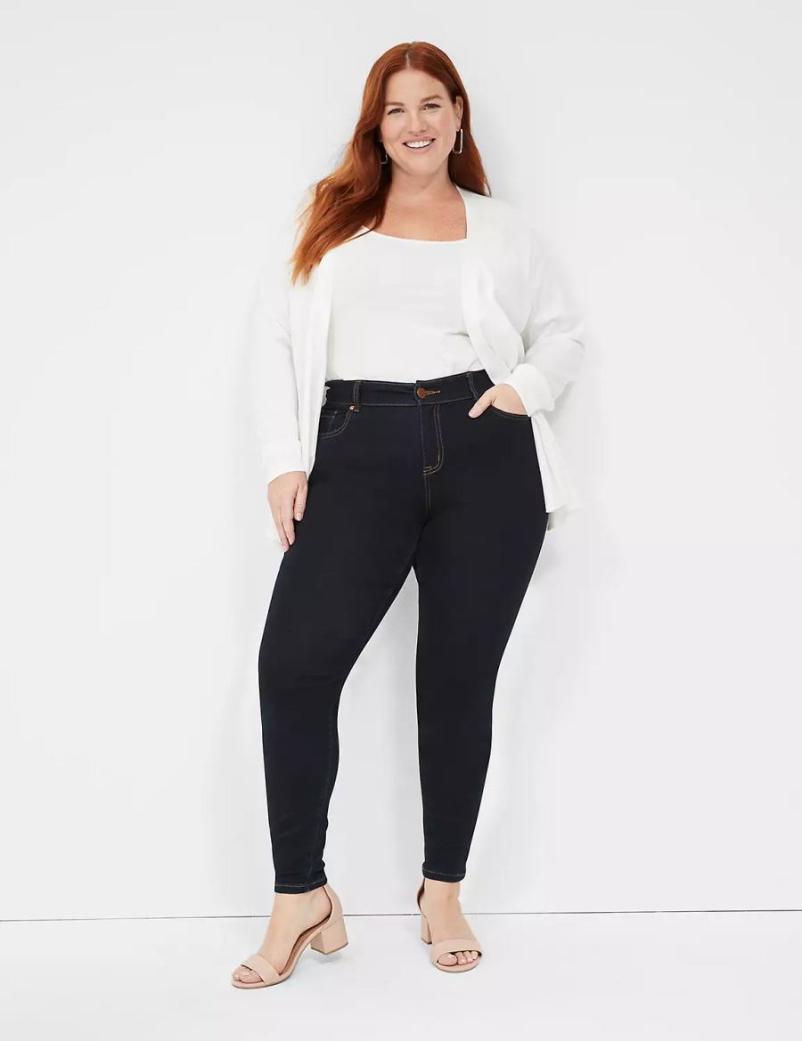 Lane Bryant Signature Fit Sateen Skinny Women Jeans Dark Blue | VMD3294KD