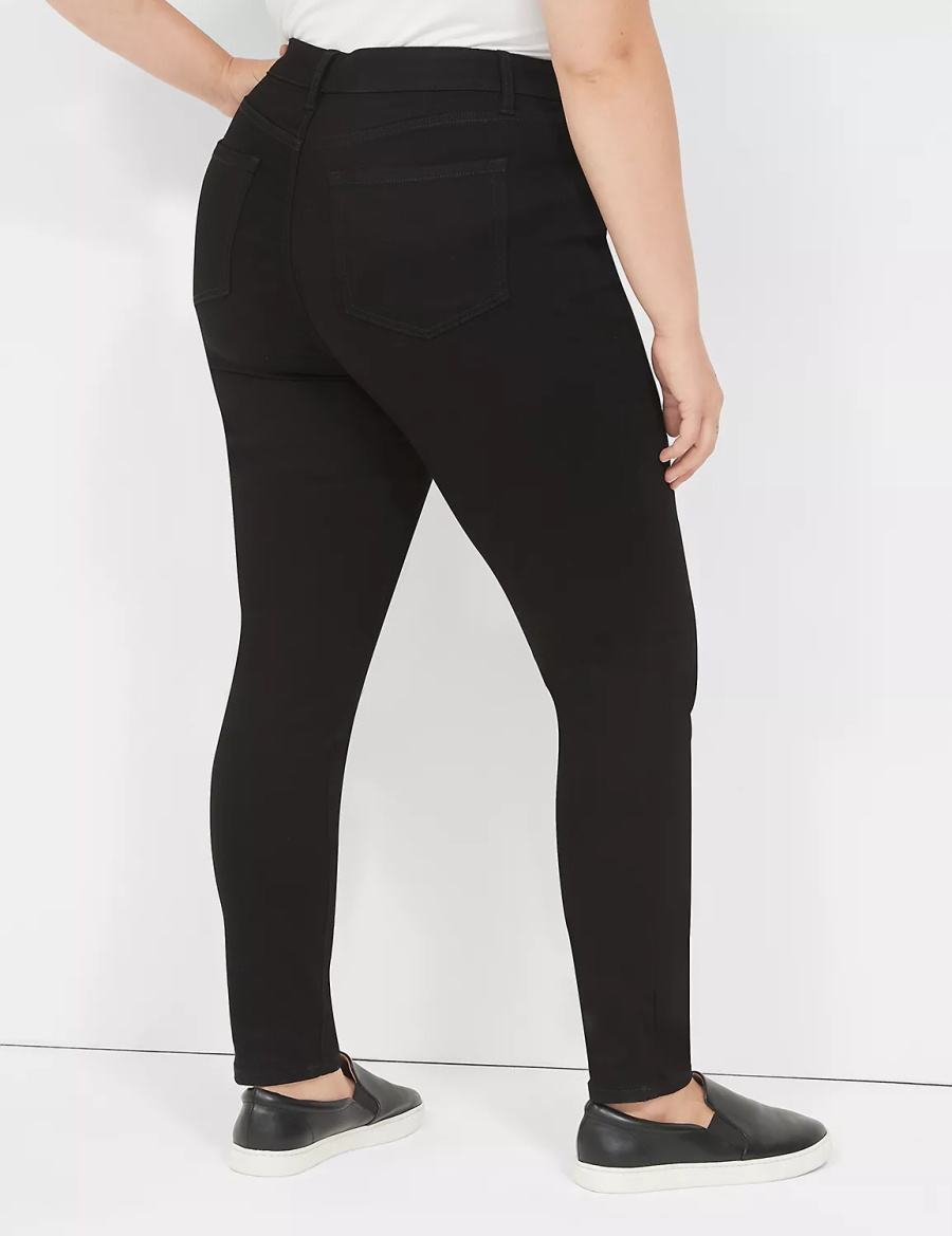 Lane Bryant Signature Fit Sateen Skinny Women Jeans Black | RWS2411JN