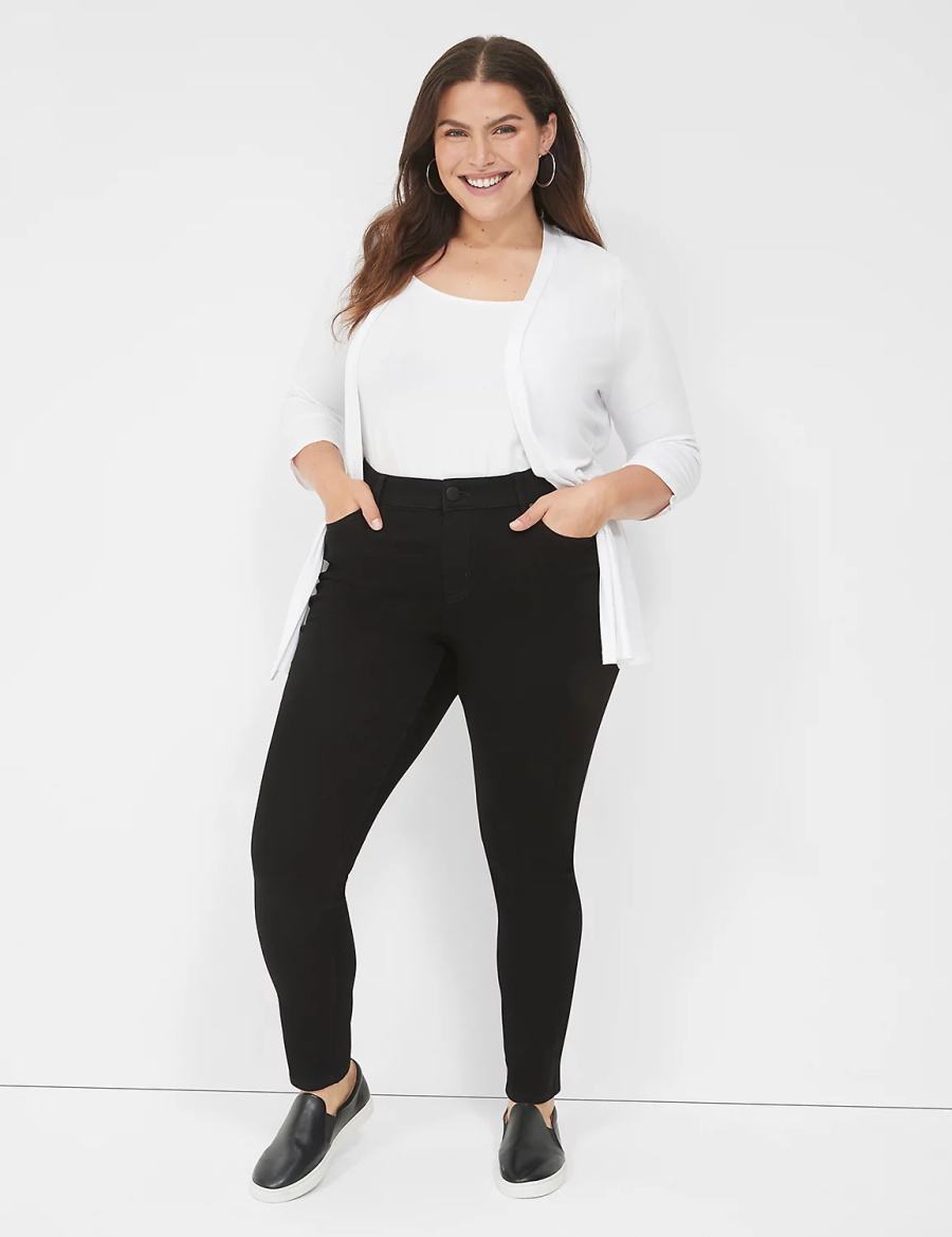 Lane Bryant Signature Fit Sateen Skinny Women Jeans Black | RWS2411JN