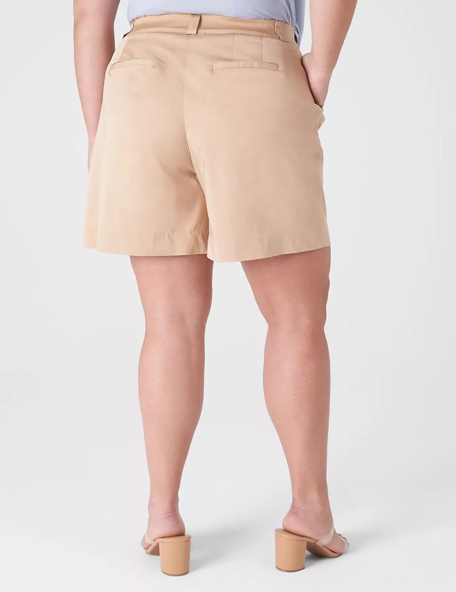 Lane Bryant Silky Chino City Women Shorts Beige | HNX6696HK