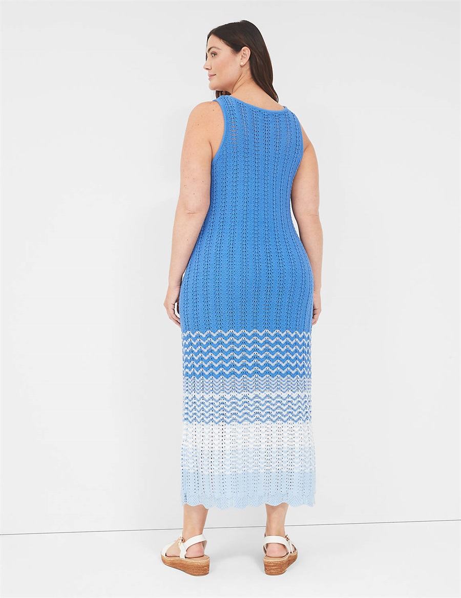 Lane Bryant Sleeveless Scoop-Neck Midi Sweater Women Knitted Dress Blue | NKN4461RZ