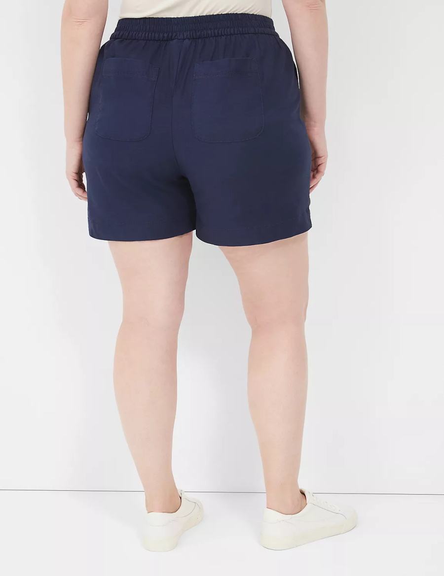 Lane Bryant Slub Pull-On Women Shorts Blue | ZAH519NE