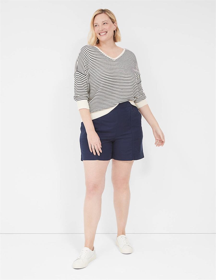 Lane Bryant Slub Pull-On Women Shorts Blue | ZAH519NE