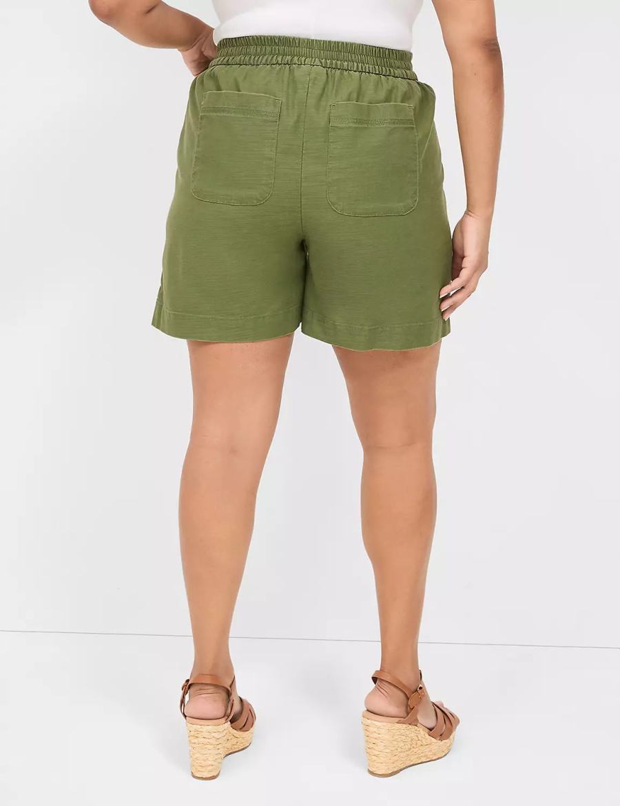 Lane Bryant Slub Pull-On Women Shorts Green | KDC7477AS