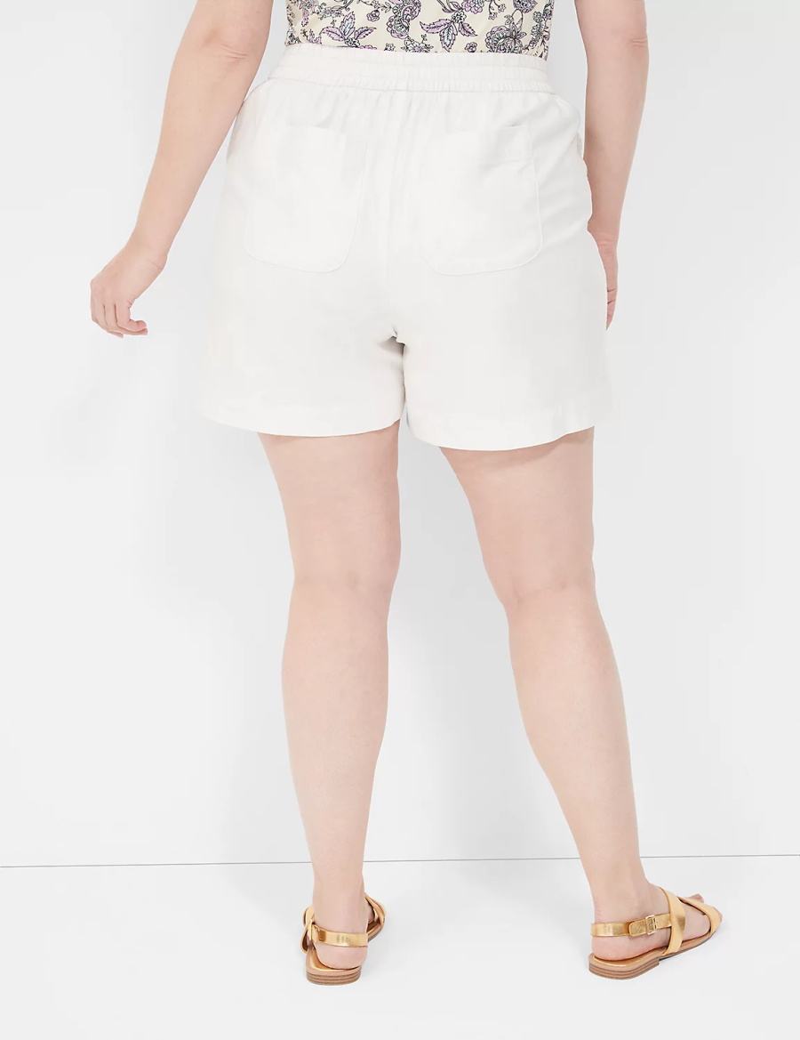 Lane Bryant Slub Pull-On Women Shorts White Rose | FSS483XI