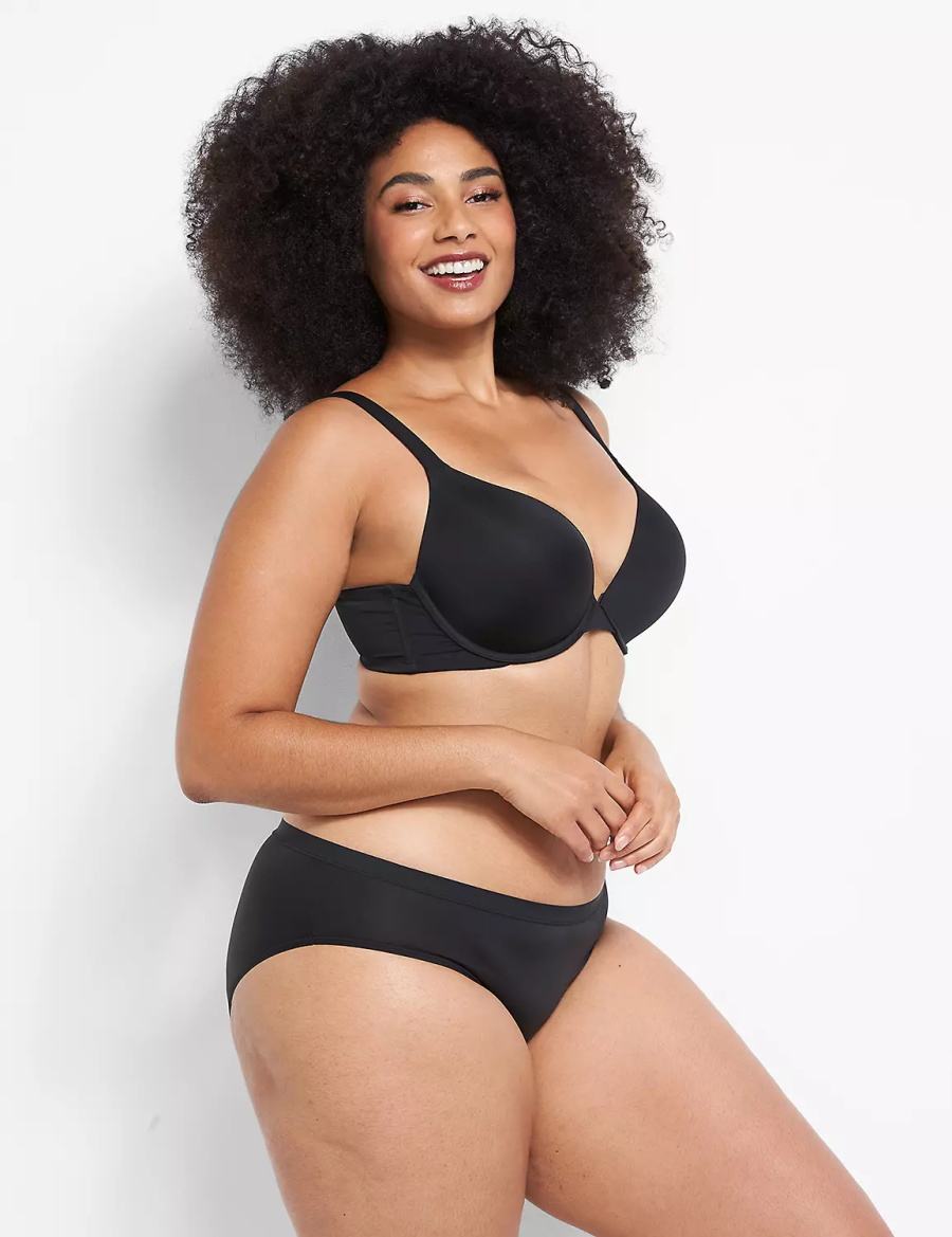 Lane Bryant Smooth Boost Plunge Women Bralettes Black | XRM726CC