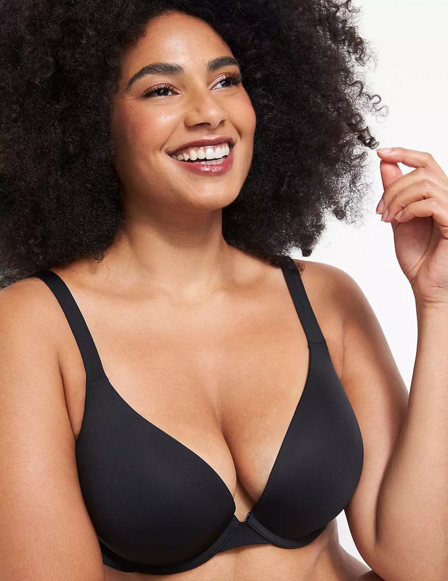 Lane Bryant Smooth Boost Plunge Women Bralettes Black | XRM726CC