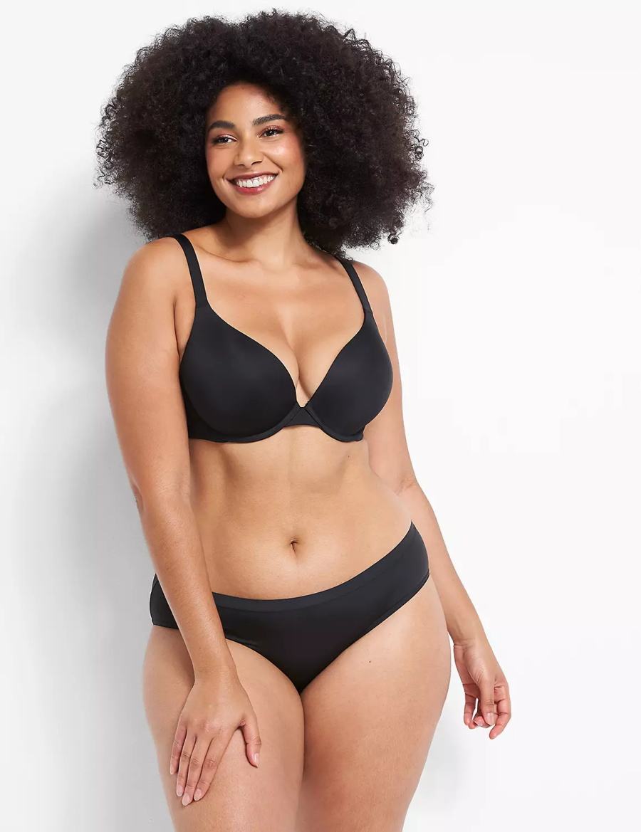 Lane Bryant Smooth Boost Plunge Women Bralettes Black | XRM726CC