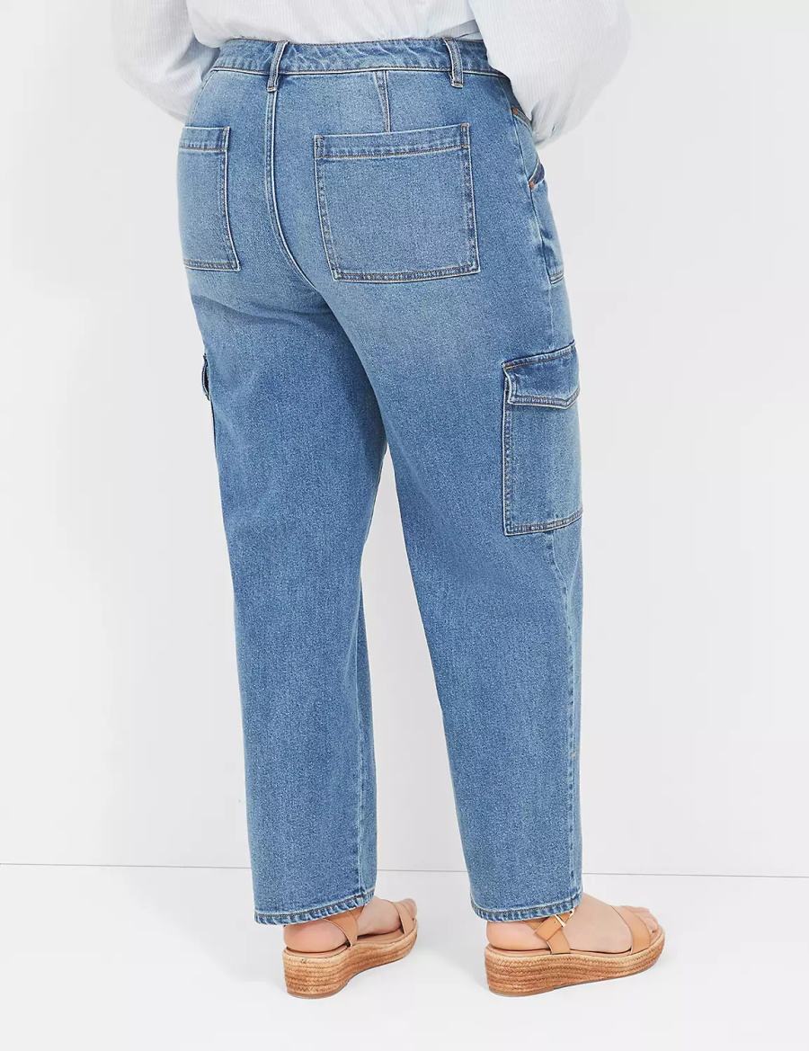 Lane Bryant Straight Cargo Women Jeans Blue | EUW217UH