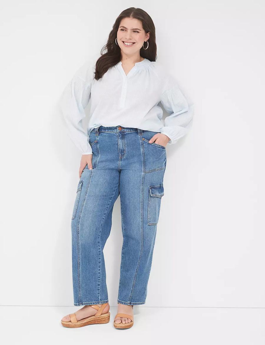 Lane Bryant Straight Cargo Women Jeans Blue | EUW217UH