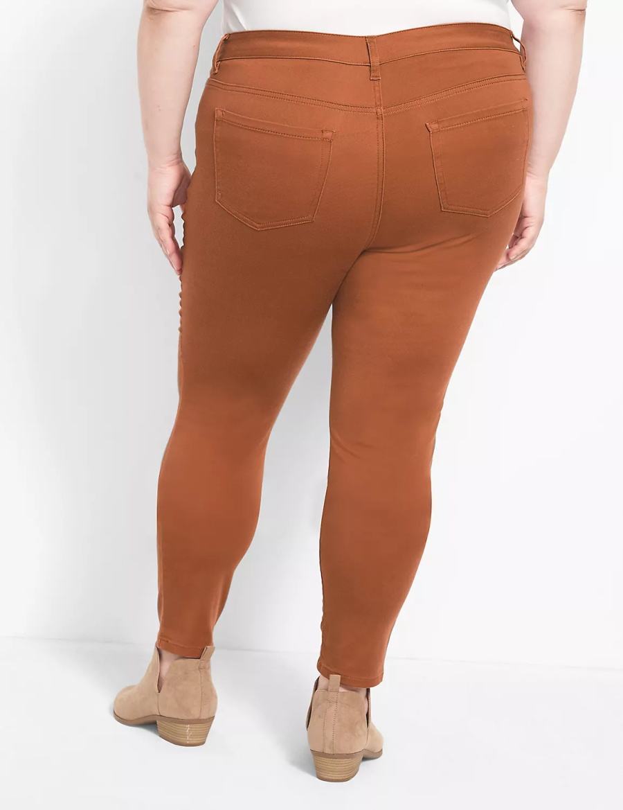 Lane Bryant Straight Fit 5-Pocket Sateen Skinny Women Pants Brown | BEV9641KC