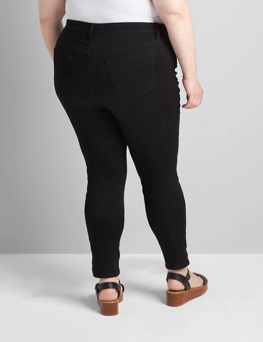 Lane Bryant Straight Fit High-Rise Sateen Skinny Women Jeans Black | GNB5067UU