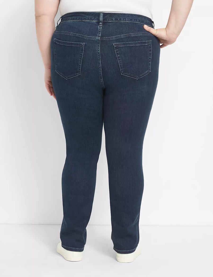 Lane Bryant Straight Fit High-Rise Straight Women Jeans Dark Blue | MJK452BP