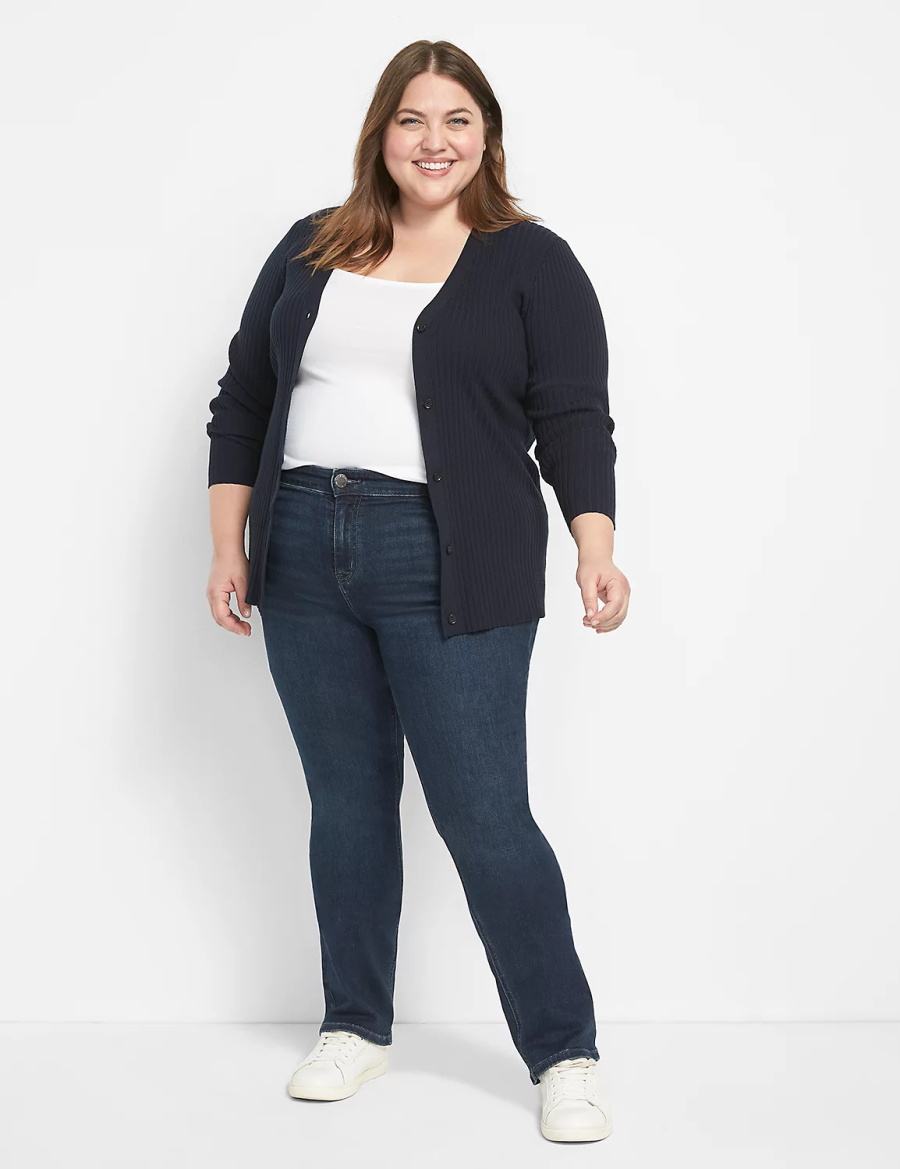 Lane Bryant Straight Fit High-Rise Straight Women Jeans Dark Blue | MJK452BP