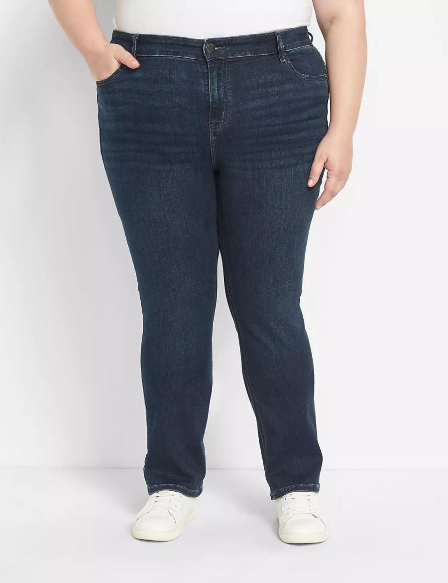 Lane Bryant Straight Fit High-Rise Straight Women Jeans Dark Blue | MJK452BP