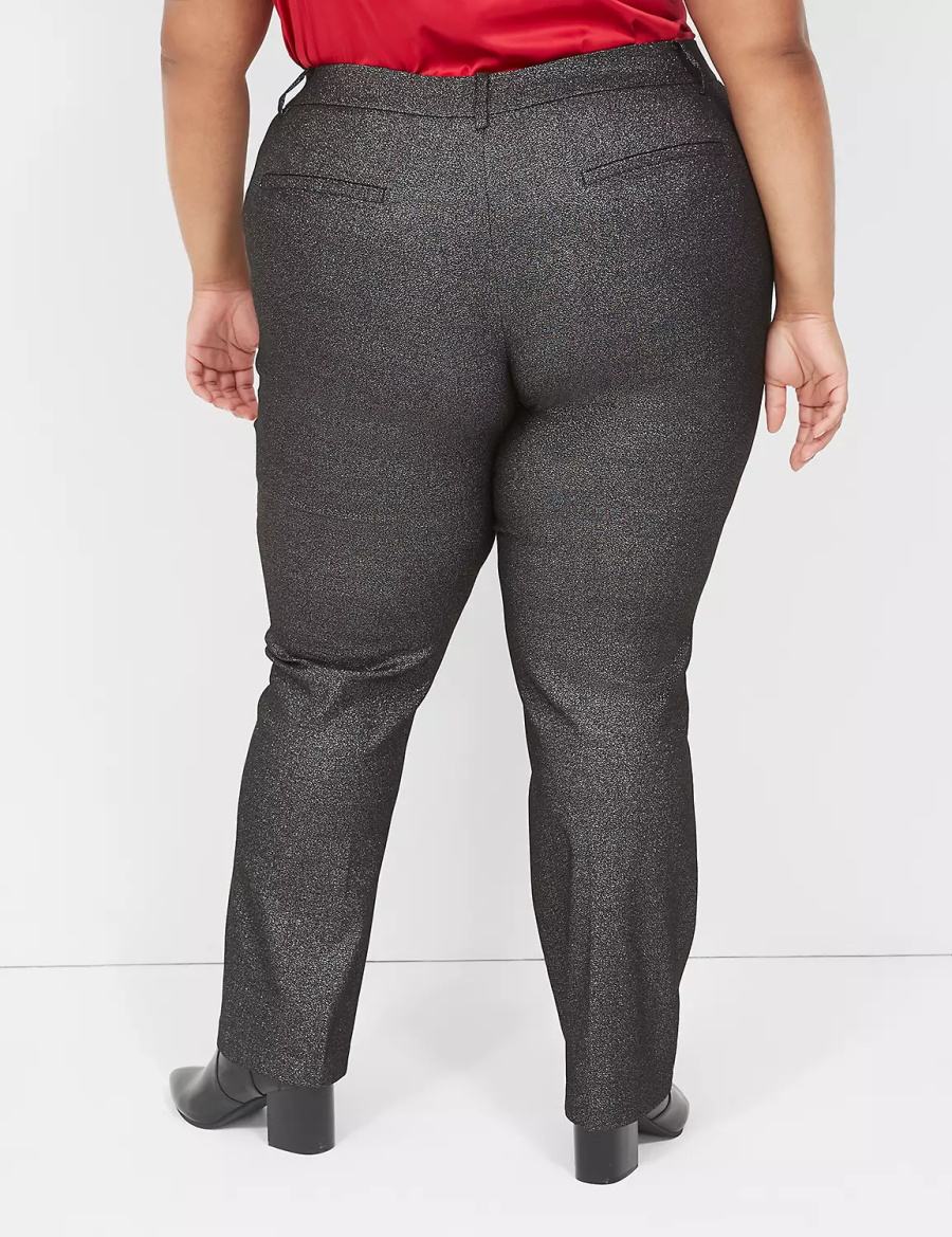 Lane Bryant Straight Leg 4-Season Shimmer Women Pants Black Silver | GPE701QI