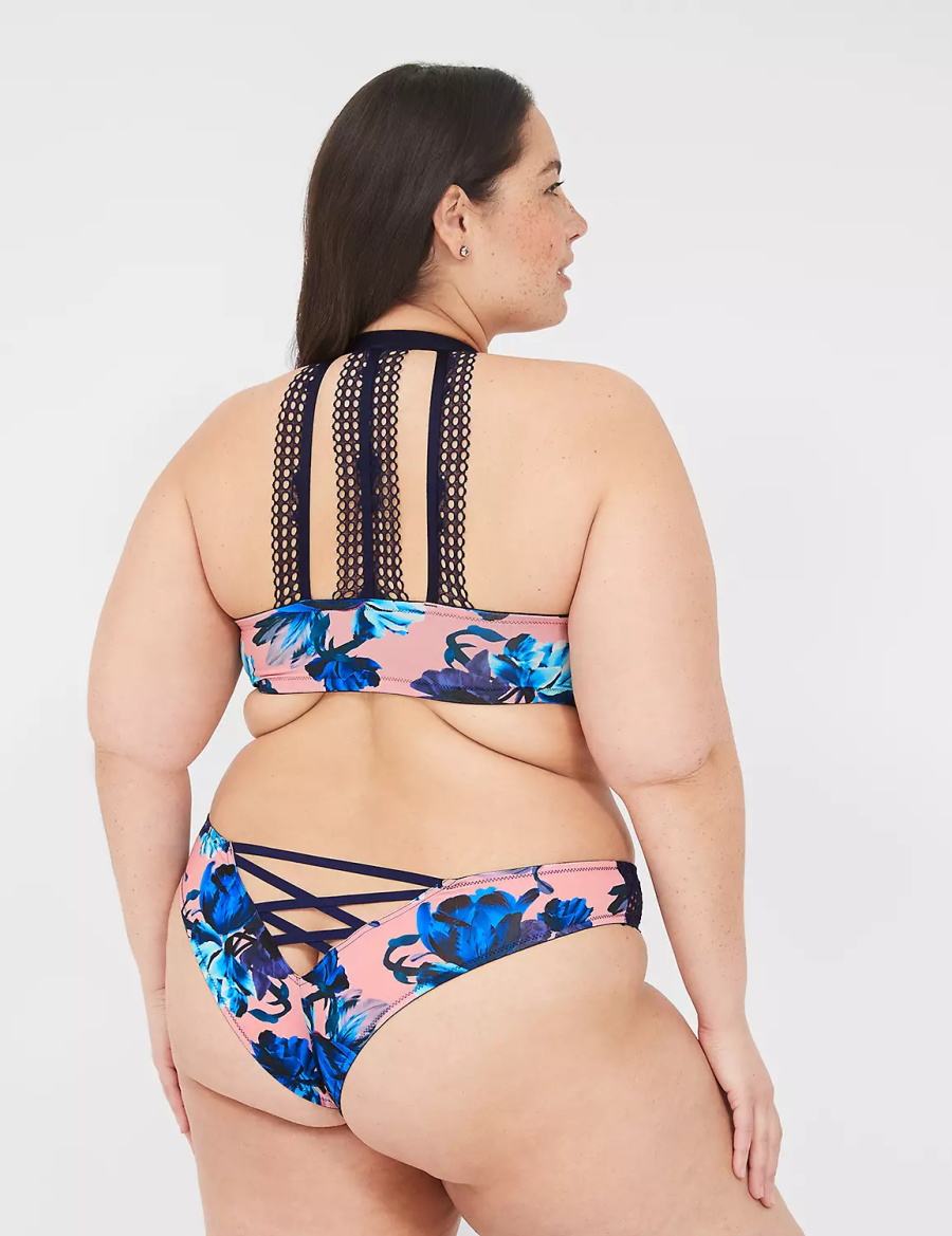 Lane Bryant Strappy-Back Tanga Women Briefs Pink Blue | TEG8619MN