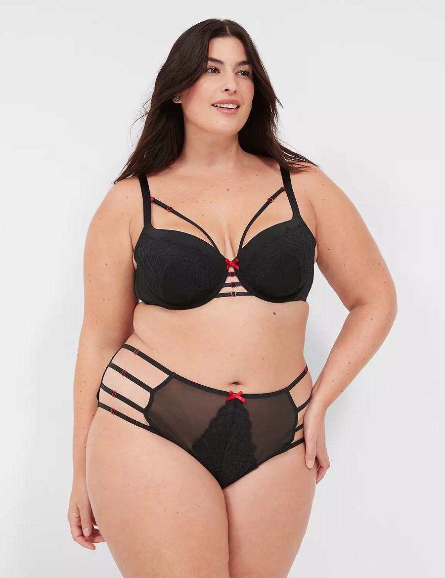 Lane Bryant Strappy Brief Women Briefs Black | DMT4442ID