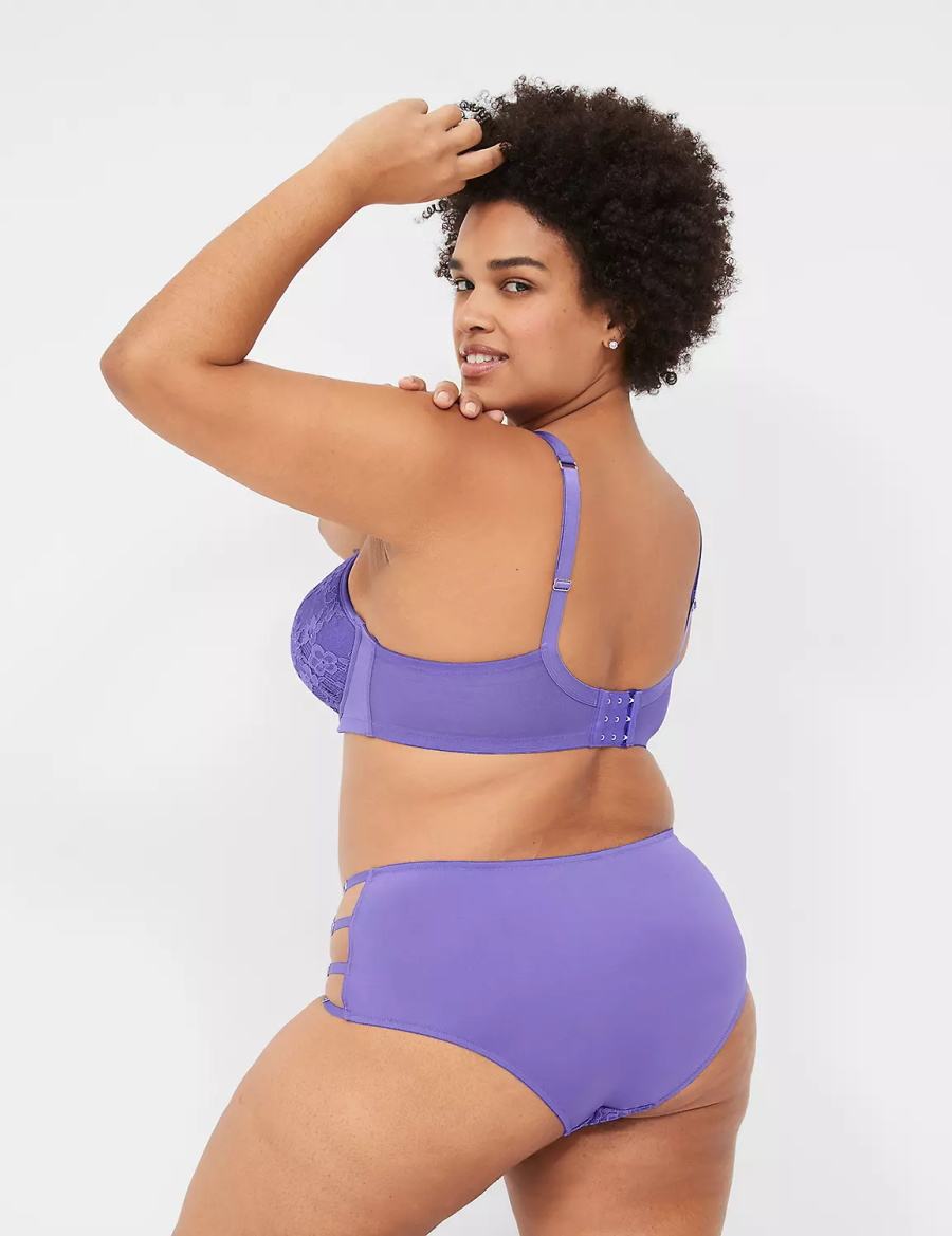 Lane Bryant Strappy High-Neck French Women Balconette Bra Purple | CQP6784AD