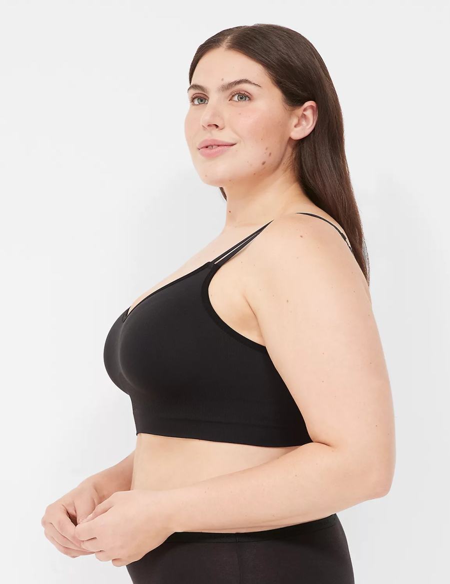 Lane Bryant Strappy Seamless Women Bralettes Black | RNC4990NL