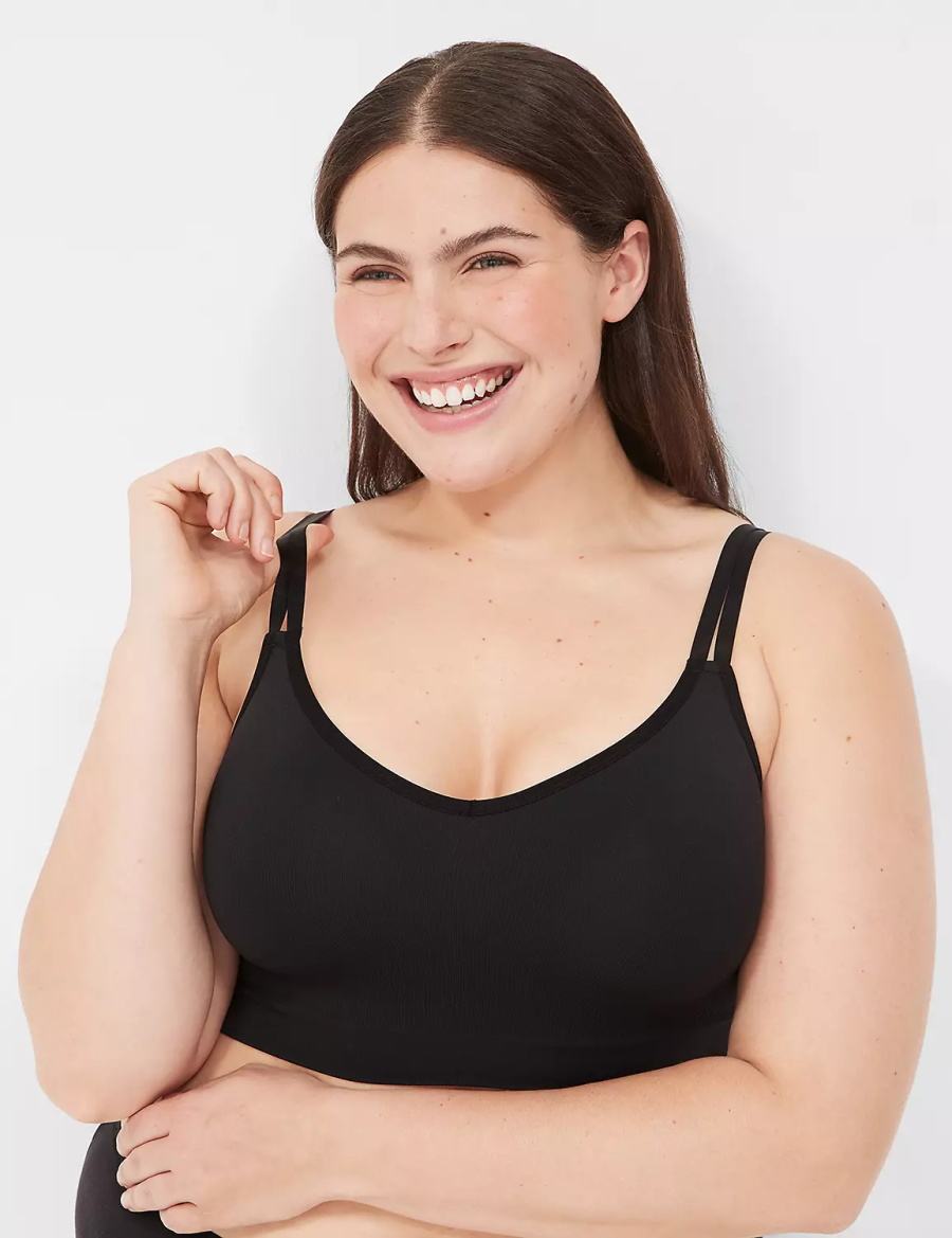 Lane Bryant Strappy Seamless Women Bralettes Black | RNC4990NL