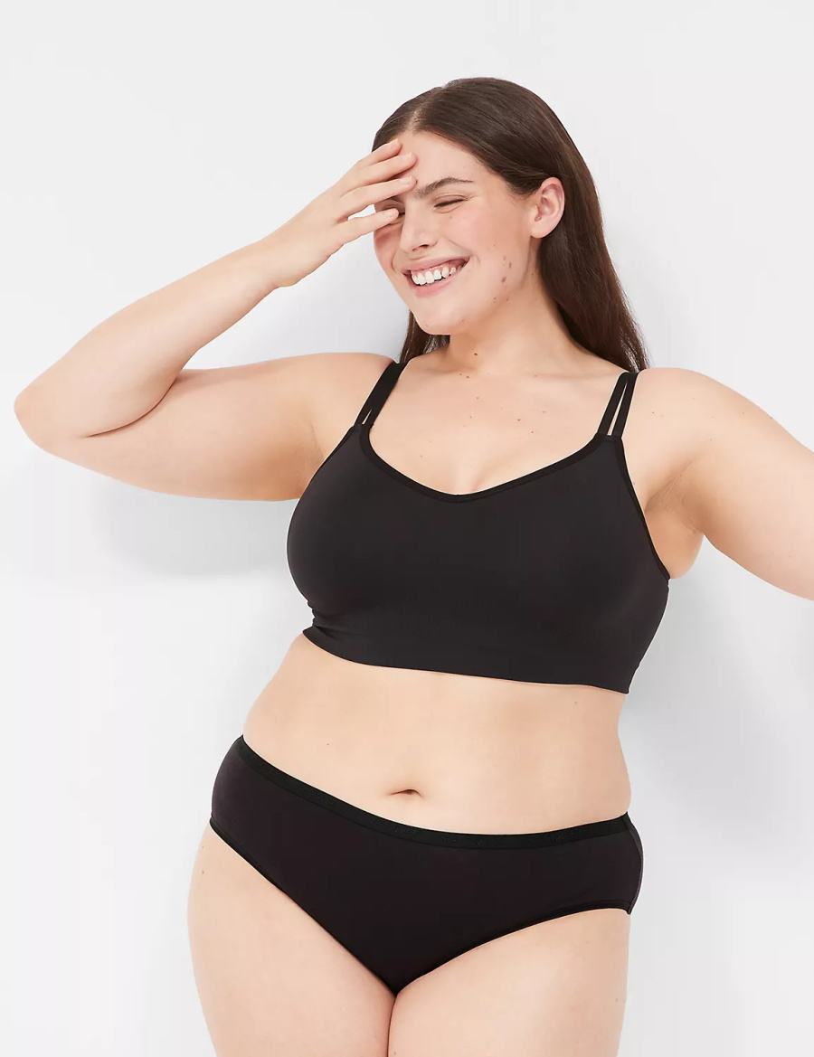 Lane Bryant Strappy Seamless Women Bralettes Black | RNC4990NL