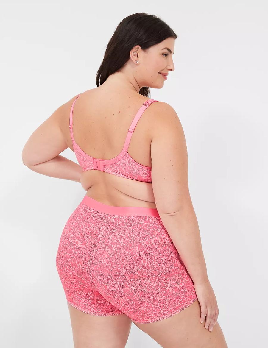 Lane Bryant Stretch Lace Boxer Women Briefs Pink | QDU721JK