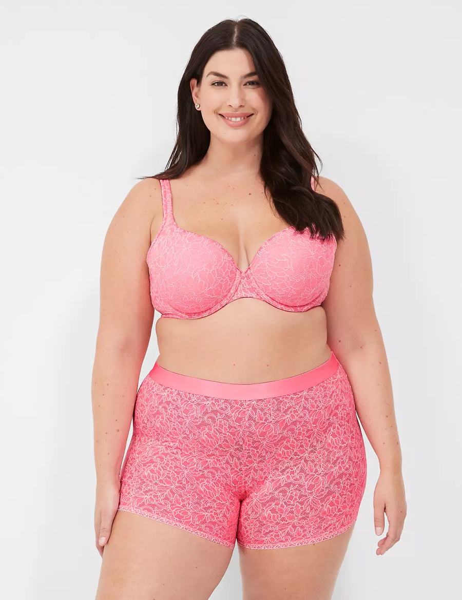 Lane Bryant Stretch Lace Boxer Women Briefs Pink | QDU721JK