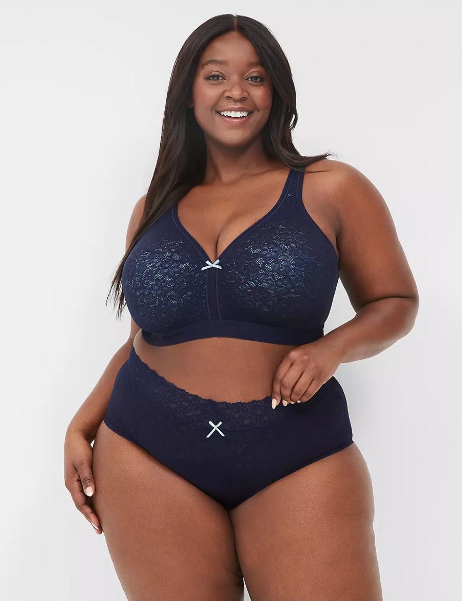 Lane Bryant Stretch Lace High-Leg Women Briefs Blue | NXJ8529FR