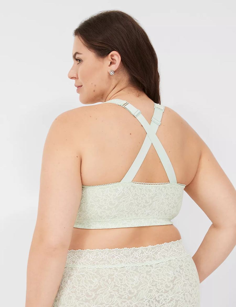 Lane Bryant Stretch Lace Women Bralettes Light Green | WIN832ZO