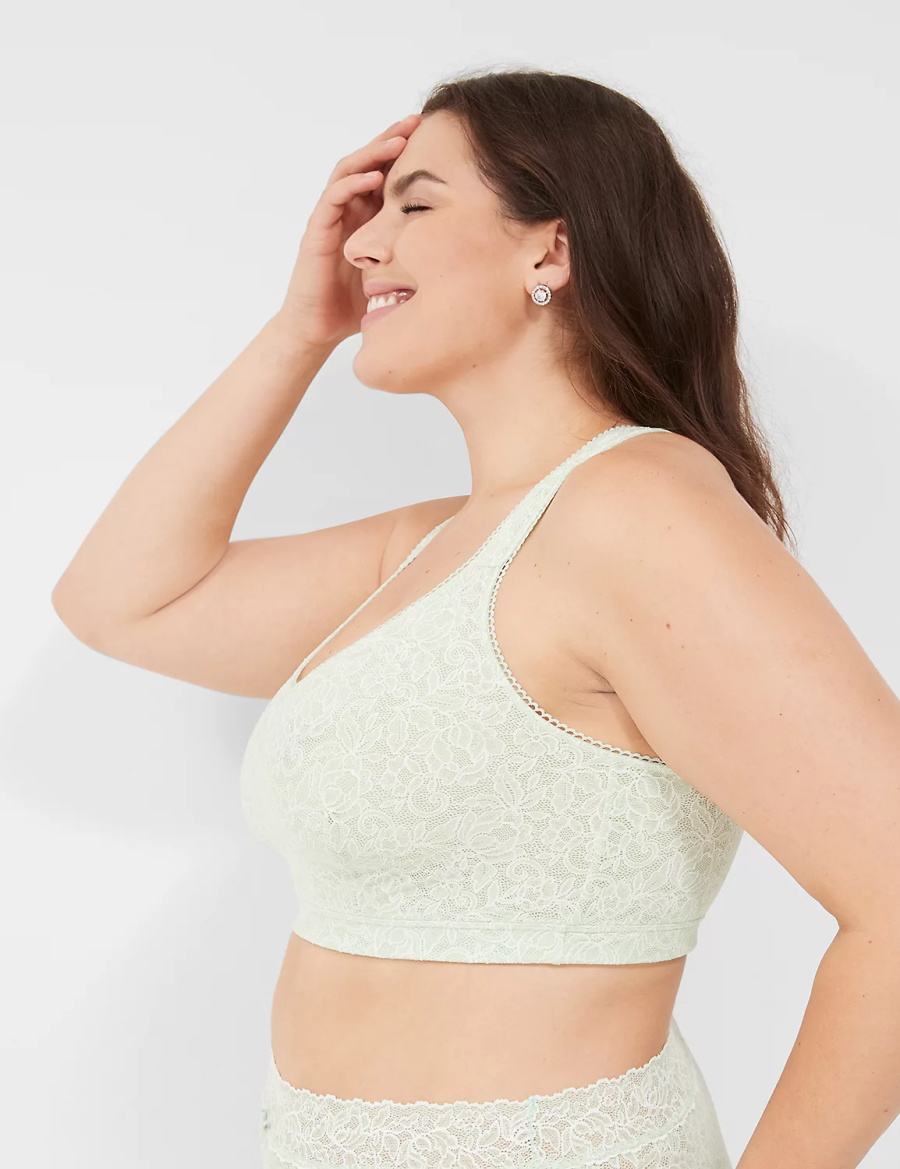 Lane Bryant Stretch Lace Women Bralettes Light Green | WIN832ZO