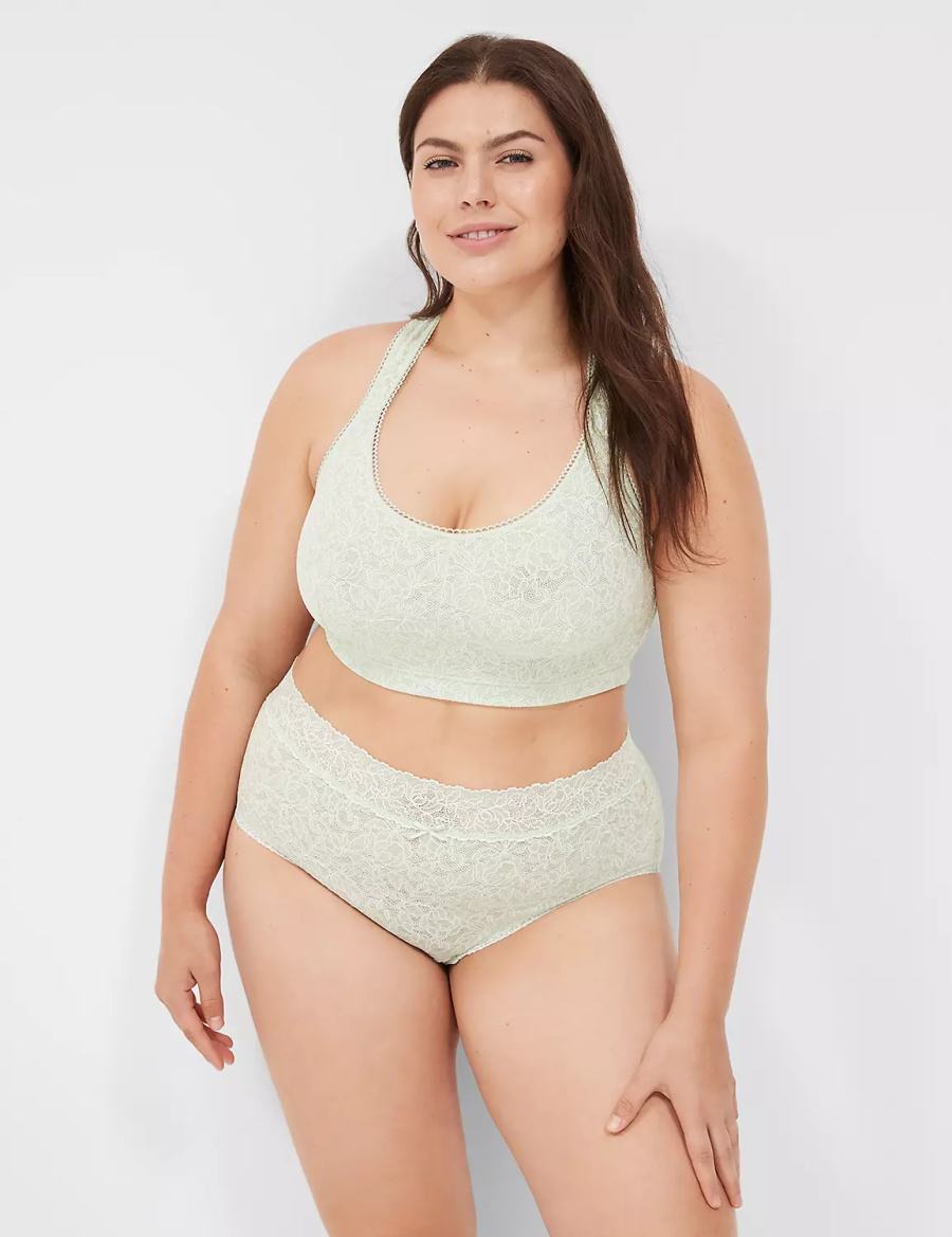 Lane Bryant Stretch Lace Women Bralettes Light Green | WIN832ZO