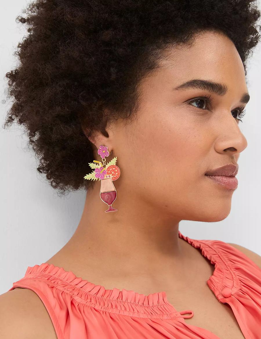 Lane Bryant Summer Whimsy Cocktail Statement Women Earrings Gold | ITG4265TG