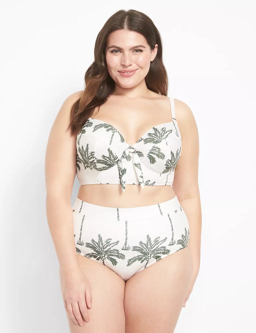 Lane Bryant Swim Women Briefs White Multicolor | AMX367FC