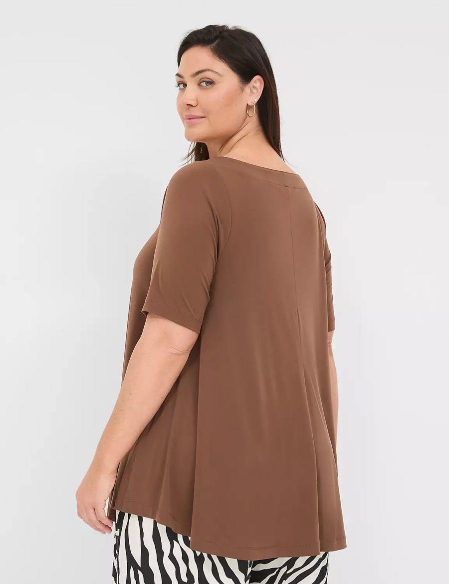 Lane Bryant Swing Boatneck Top Women T Shirts Brown | OAO9149SW