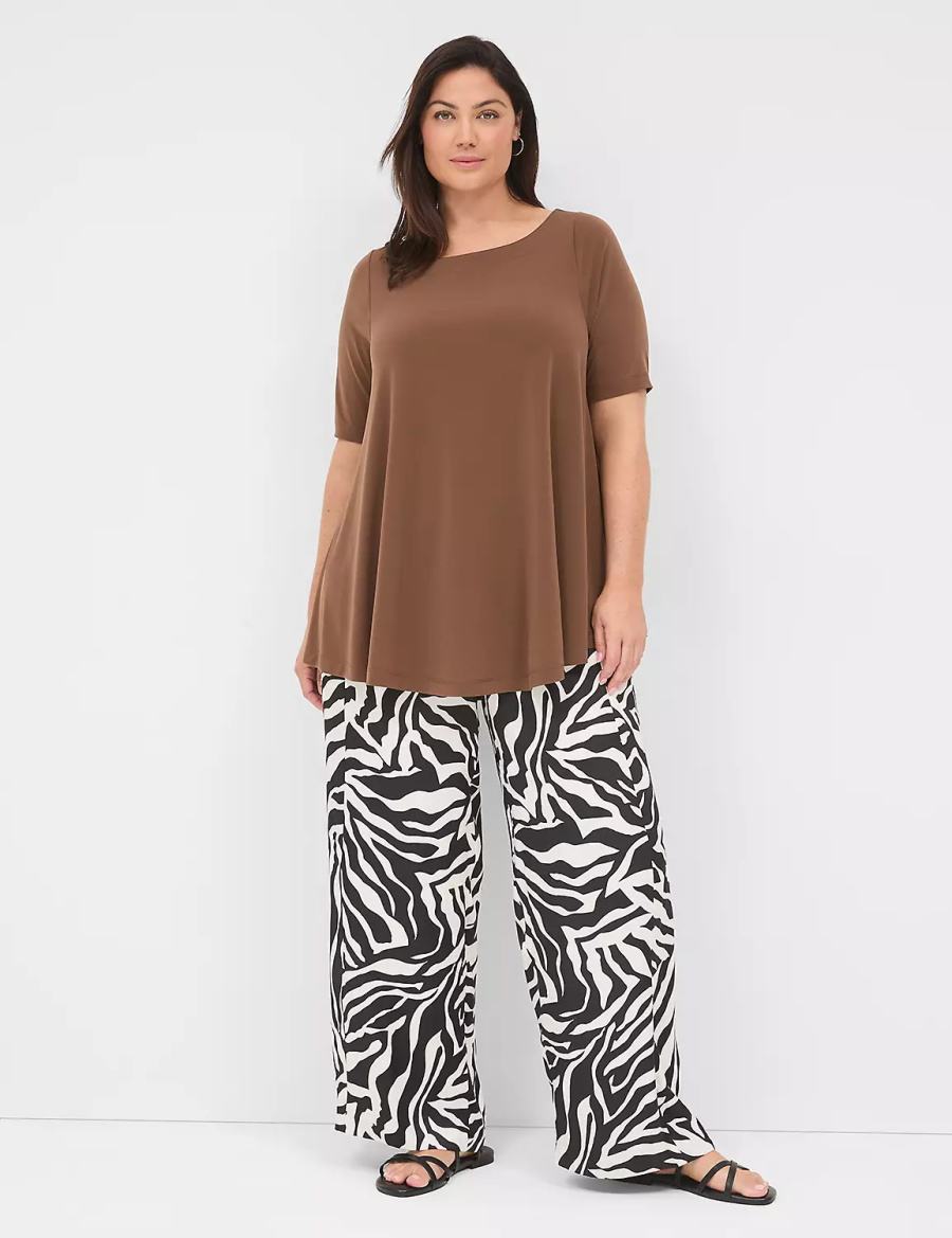 Lane Bryant Swing Boatneck Top Women T Shirts Brown | OAO9149SW