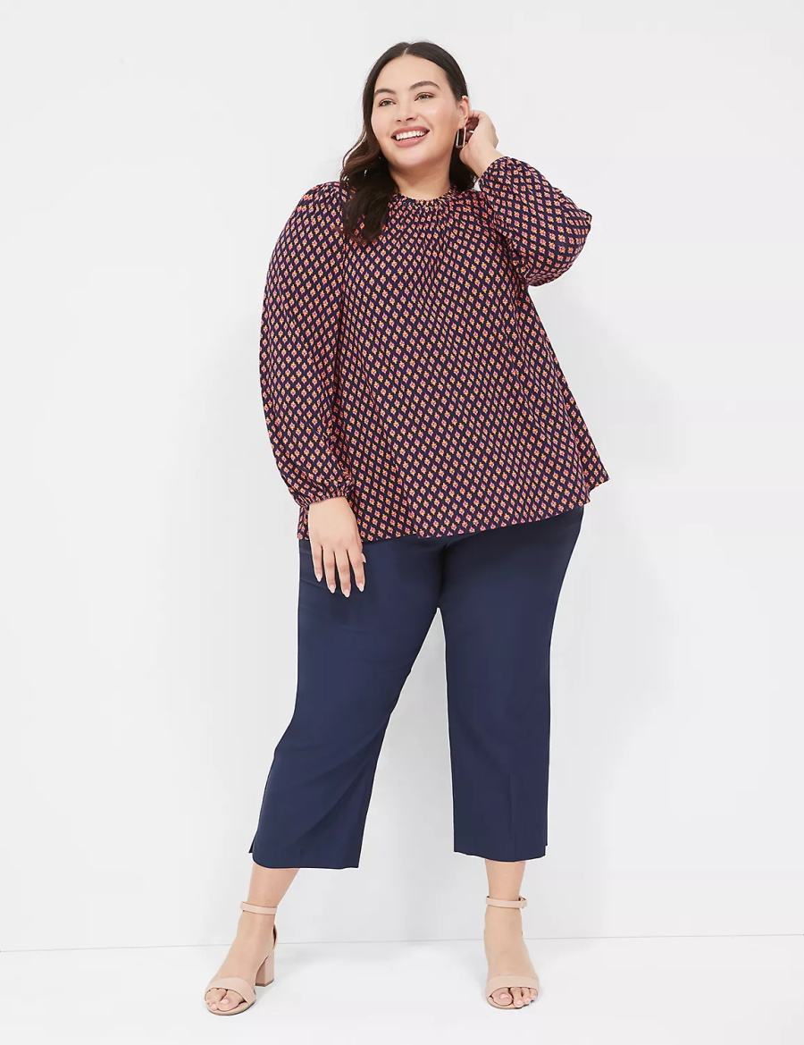 Lane Bryant Swing Crew-Neck Top Women Blouse Coffee | FOQ1469US