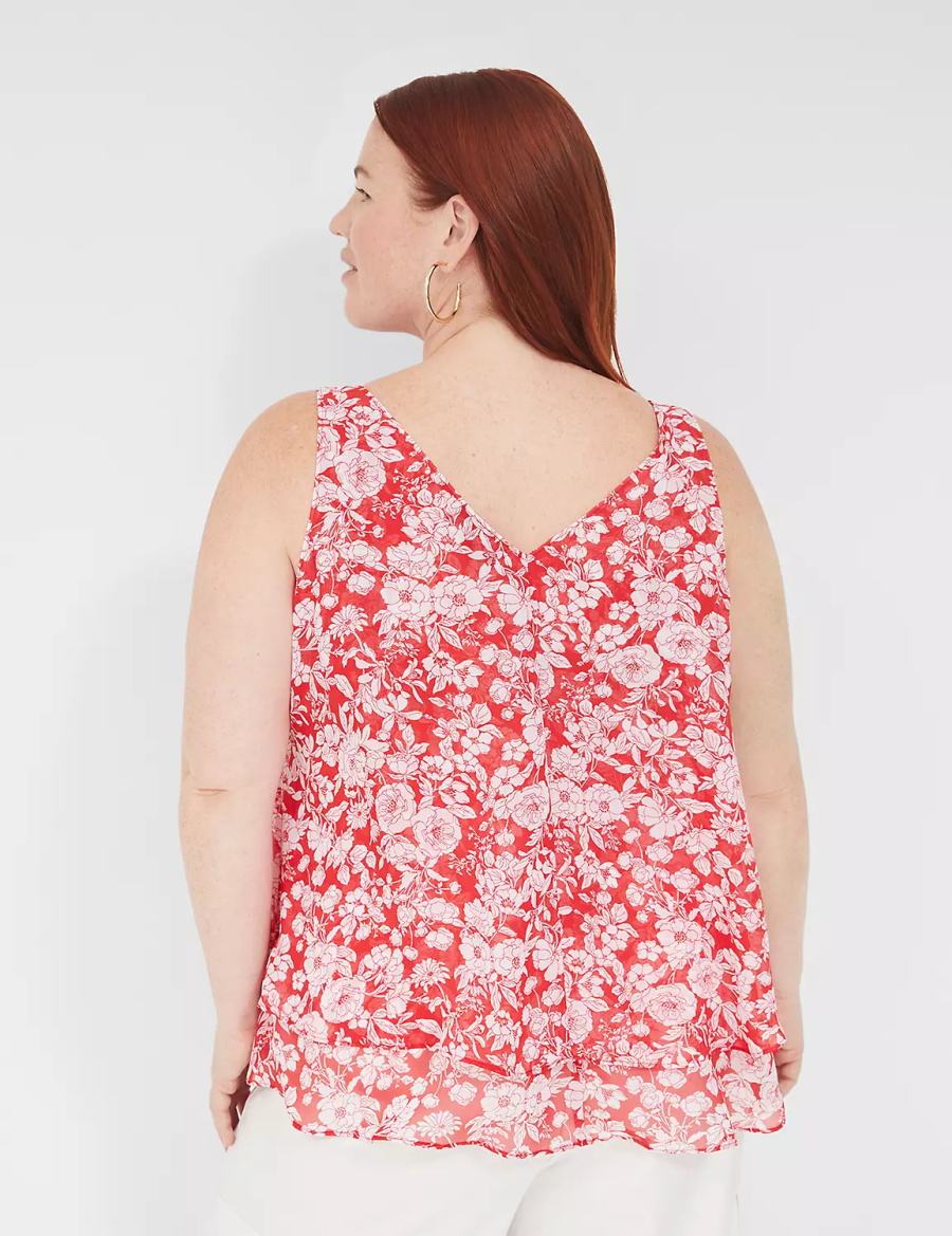 Lane Bryant Swing Double-Layer Chiffon Women Tank Top Red | DOM2462UN