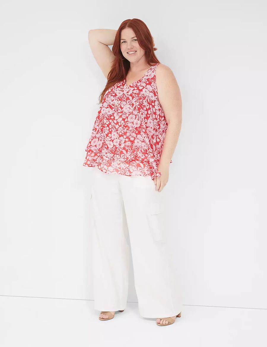 Lane Bryant Swing Double-Layer Chiffon Women Tank Top Red | DOM2462UN