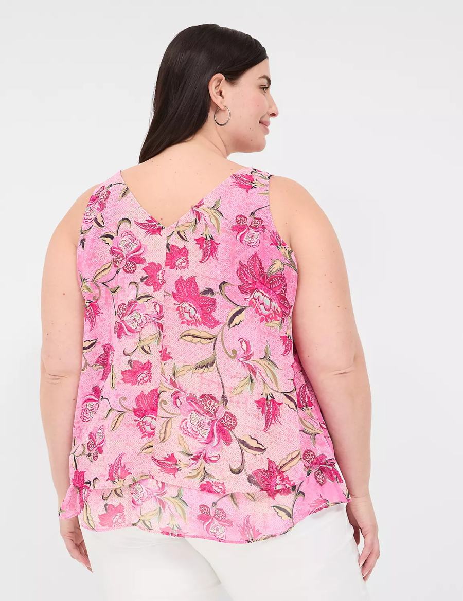 Lane Bryant Swing Double-Layer Chiffon Women Tank Top Pink Rose | JXZ7429VN