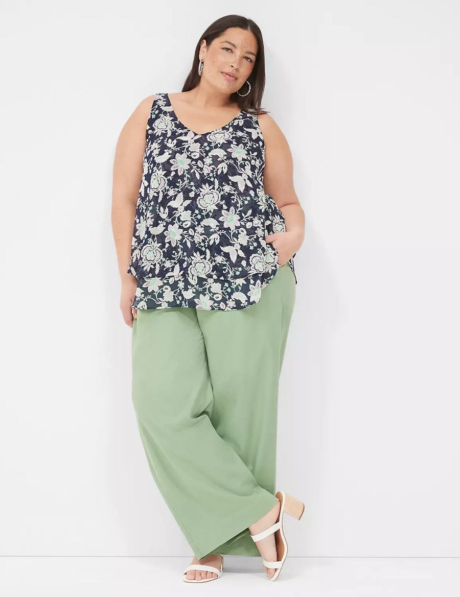 Lane Bryant Swing Double-Layer Chiffon Women Tank Top Navy Purple | JLZ6996ER