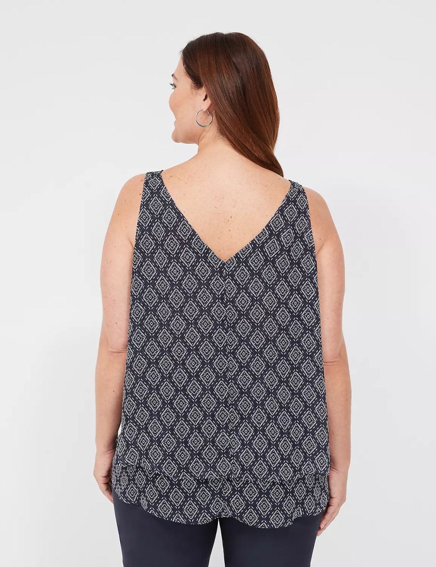 Lane Bryant Swing Double-Layer Chiffon Women Tank Top Navy | YCS3249AH